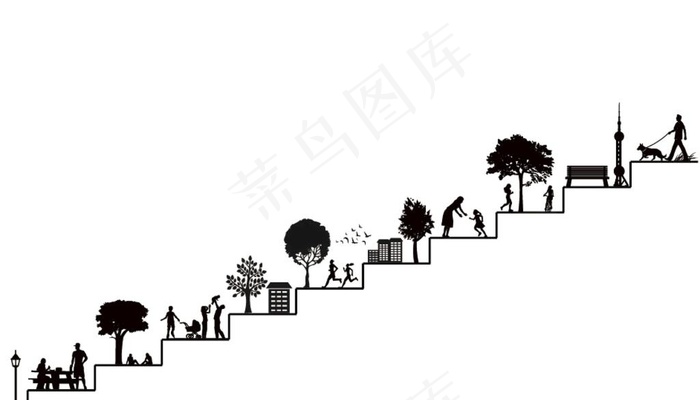 剪影楼梯装饰图片ai矢量模版下载