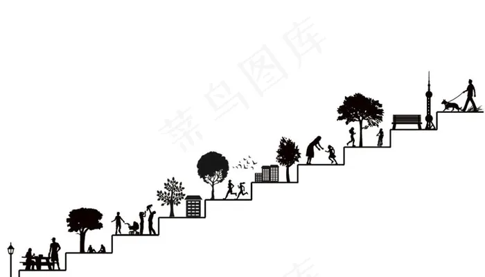 剪影楼梯装饰图片ai矢量模版下载