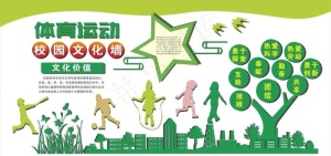 绿色校园体育运动文化背景墙图片
