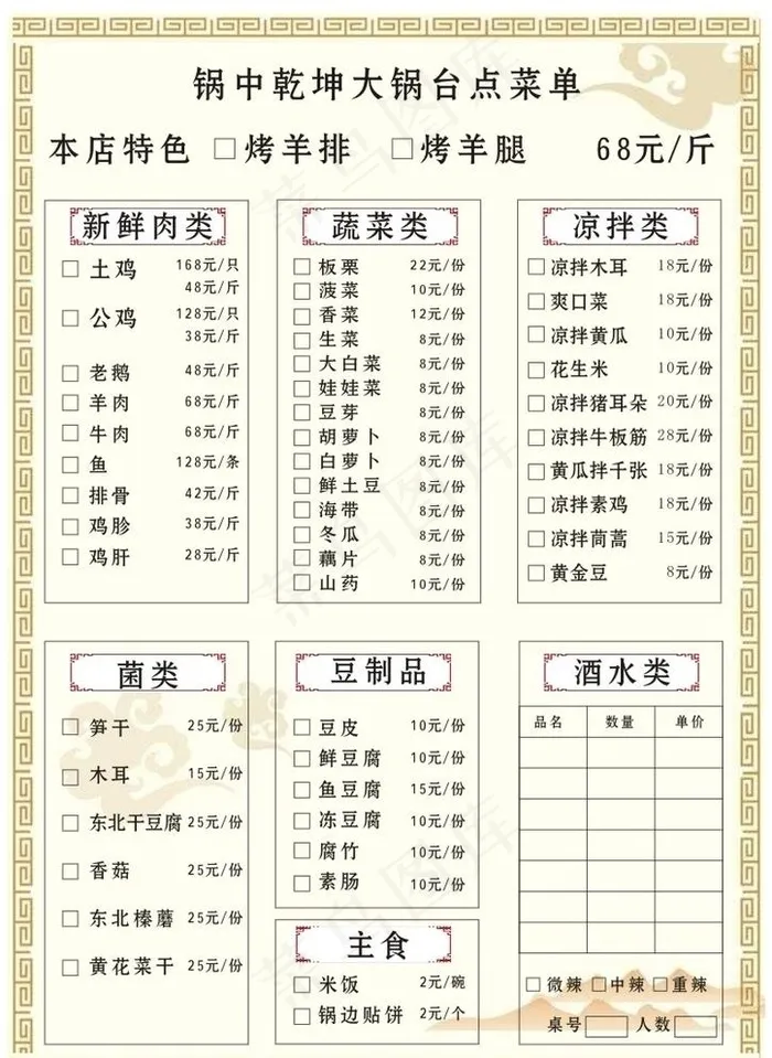 菜单图片cdr矢量模版下载