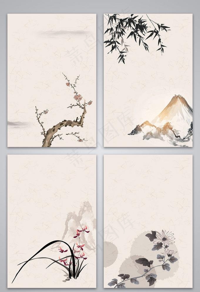 矢量复古中国风传统水墨梅兰竹菊图片