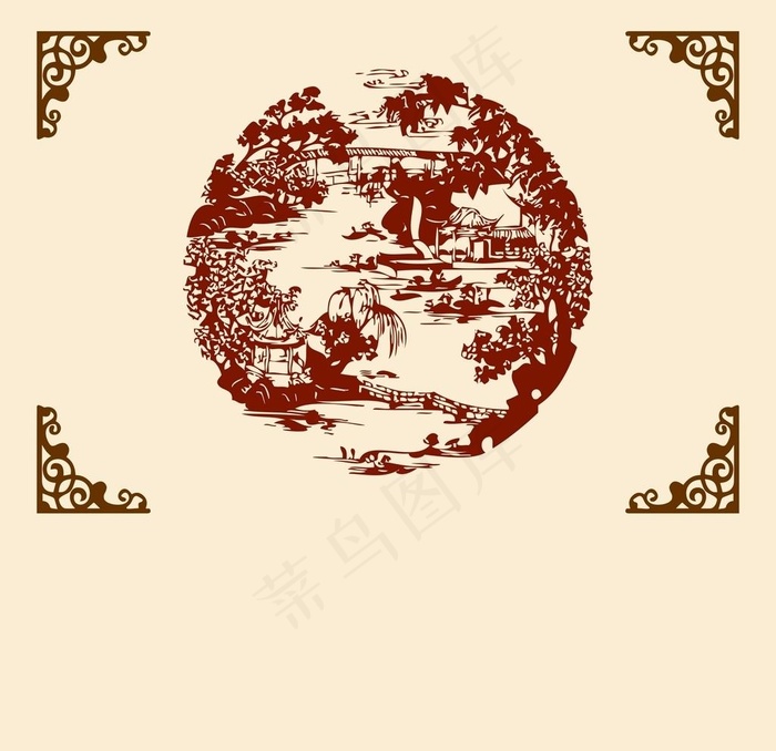 硅藻泥 中式背景图片cdr矢量模版下载