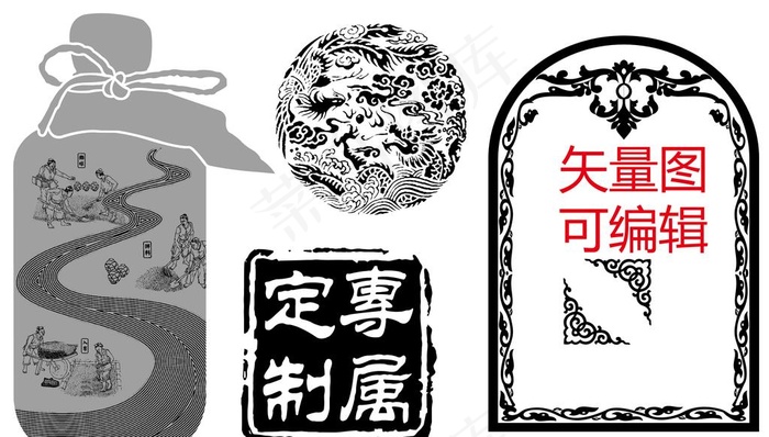酒包装元素图片ai矢量模版下载
