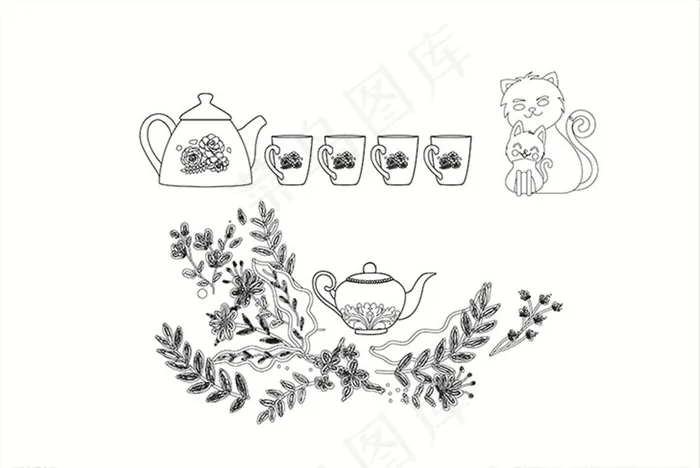 婚礼婚纱结婚水壶茶壶花朵花纹底图片ai矢量模版下载
