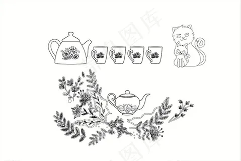 婚礼婚纱结婚水壶茶壶花朵花纹底图片