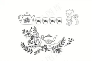 婚礼婚纱结婚水壶茶壶花朵花纹底图片