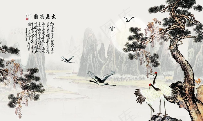 山水画图片(9071X5669(DPI:72))psd模版下载