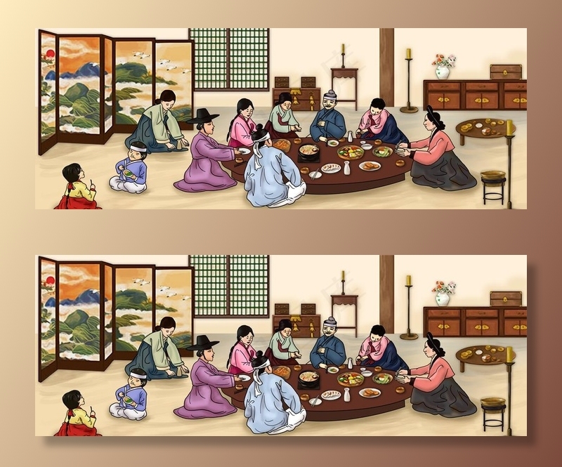 韩国用餐手插画图片(14733X5906(DPI:300))psd模版下载