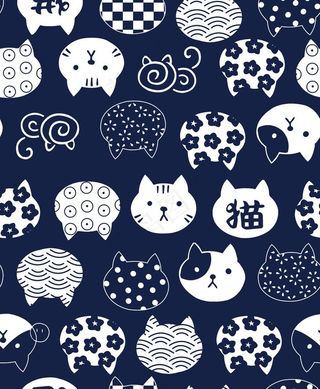 单色卡通猫头图片