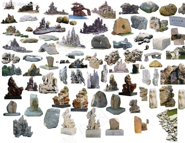 园林假山石头素材图片