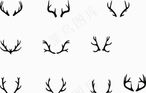 鹿角剪影 婚礼logo极简设计图片