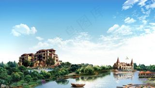 地产山水主画面背景图片