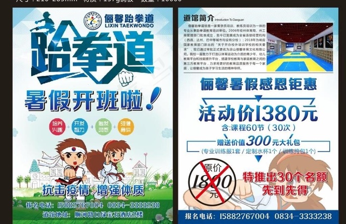 跆拳道宣传单图片cdr矢量模版下载