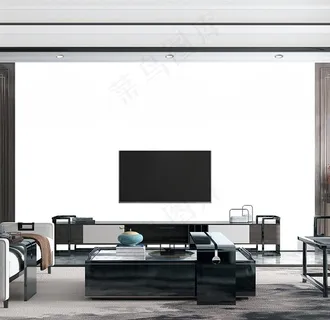 中式背景墙纸样机图片