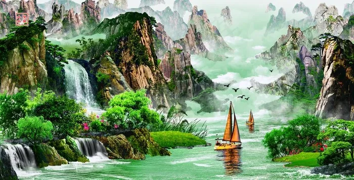 山水背景图片(3572X1928(DPI:72))psd模版下载