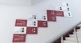 *核心价值观楼梯文化墙图片