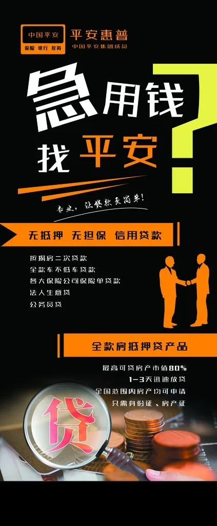 平安贷款展架图片(2268X5102(DPI:72))psd模版下载