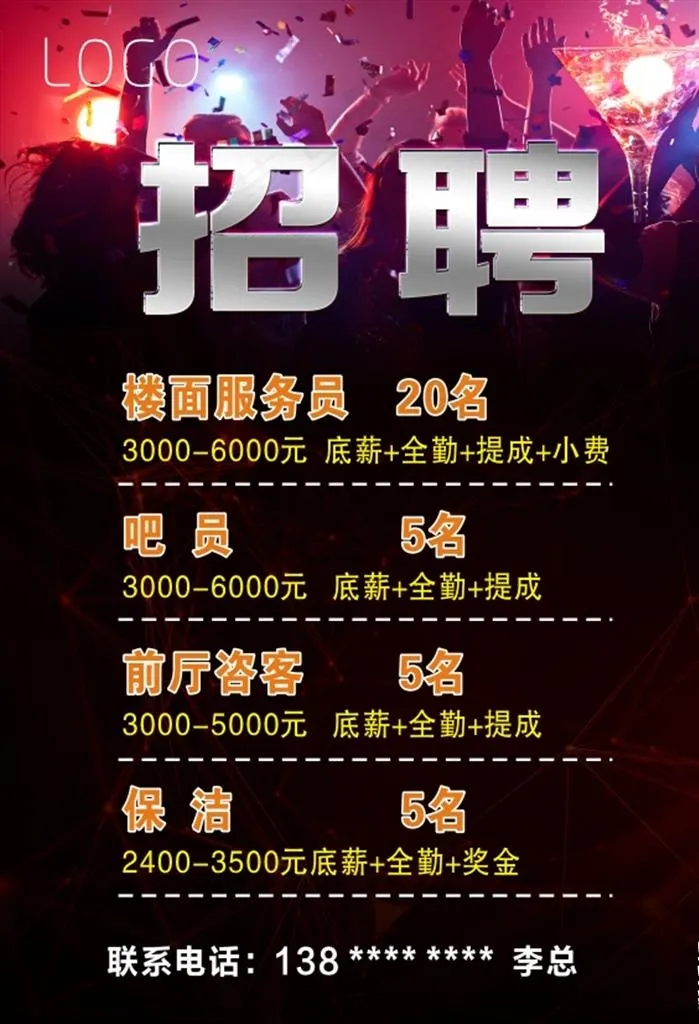 酒吧招聘图片cdr矢量模版下载