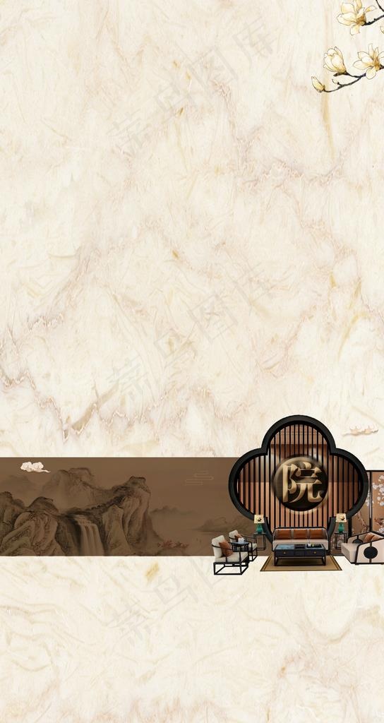 中式房地产底图图片psd模版下载