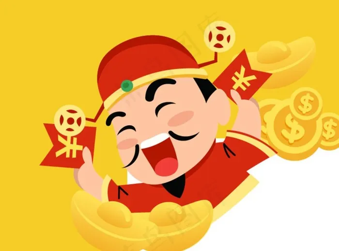 财神 卡通小人图片ai矢量模版下载