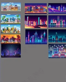 扁平彩色城市建筑图片