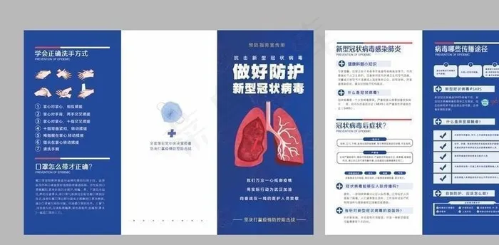 预防新冠病毒三折页图片(2982X2108(DPI:255))psd模版下载