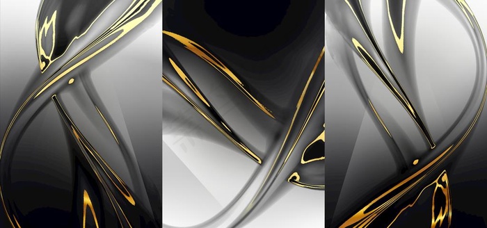 新中式金箔金色抽象线条装饰画图片(9449X4724(DPI:200))psd模版下载