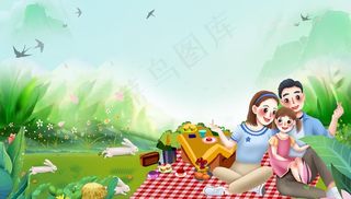 一家人野餐图片