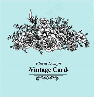 手绘黑白玫瑰花插画图片