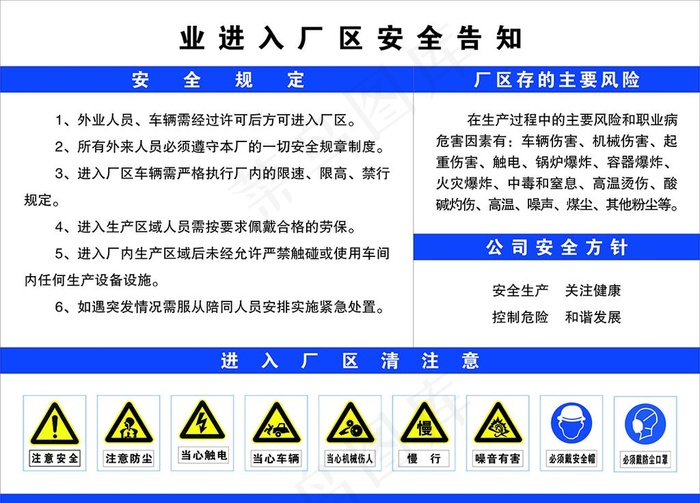 进入厂区安全告知图片cdr矢量模版下载