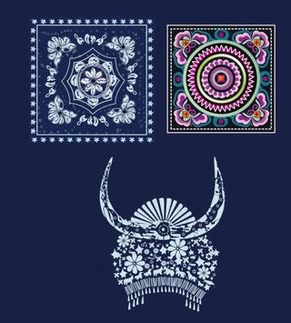 苗族头饰蜡染刺绣花纹图片