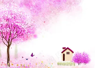 粉色梦幻插画图片