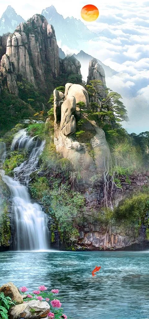 玄关 背景装饰画 新中式装饰画图片