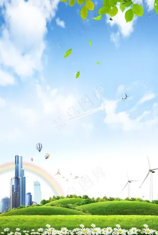 蓝天白云草地图片