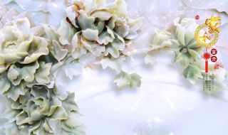 家和富贵玉雕电视背景墙图片