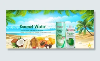 椰汁饮料banner海报图片