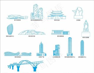 柳州元素线描图图片