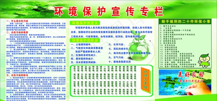 环境保护宣传栏图片cdr矢量模版下载