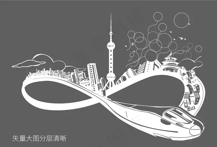 上海高铁剪影无限大图片ai矢量模版下载