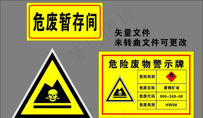 危废暂存间 危废警示牌图片cdr矢量模版下载