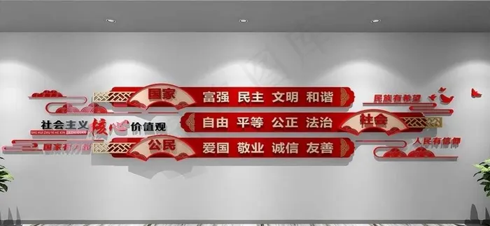 *核心价值观文化墙图片cdr矢量模版下载