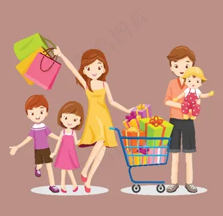 卡通人物购物图片