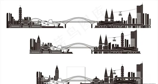 重庆地标建筑剪影矢量图图片