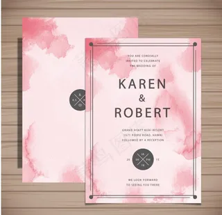 素雅水彩粉色海报图片