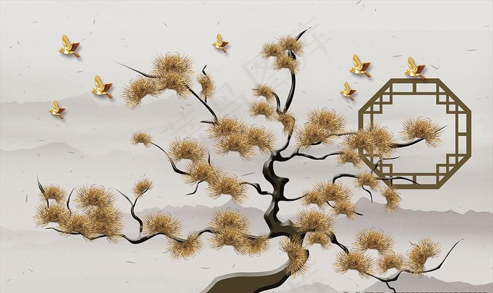中式背景墙图片(9071X5669(DPI:72))psd模版下载