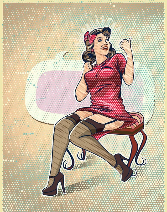 复古时尚美女图片eps,ai矢量模版下载