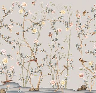 中式手绘花鸟背景图片