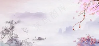 山水水墨壁画国风古风背景素材图片