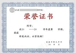 荣誉证书 荣誉证书模板 荣誉证图片