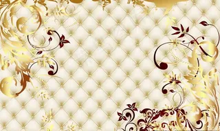 3d软包金色花纹背景图片